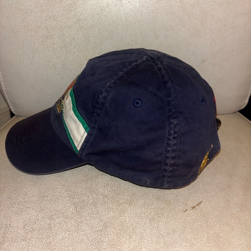 Polo Ralph Lauren Navy Baseball Cap with Green & White Stripe and Crest - Picture 3 of 10